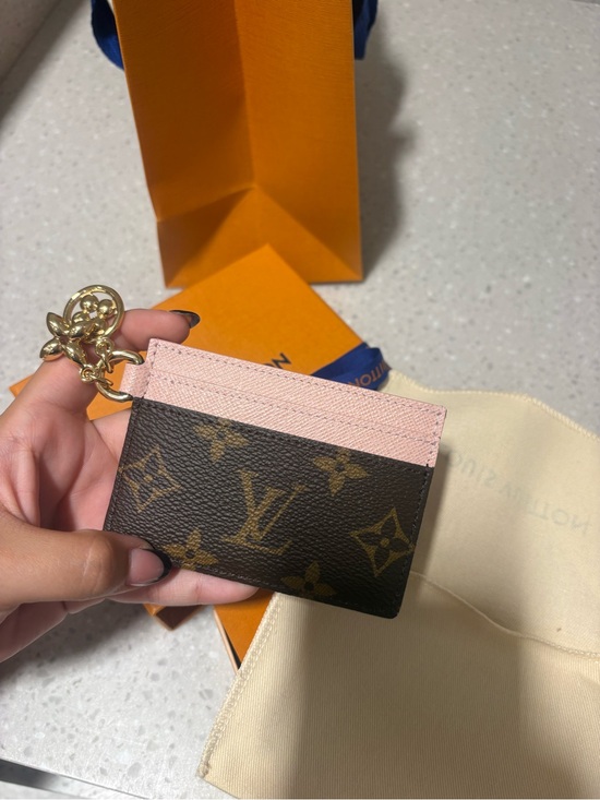 Louis Vuitton Handbags - Louis Vuitton Brown Monogram Card Holder with Pink Trim & Gold Charm